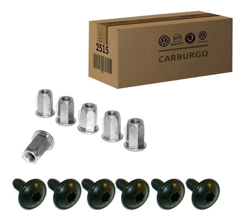 Kit 6 Parafusos + Porcas Guia Traseiro Vw Saveiro G5 G6 G7