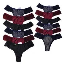 Comprar Kit 10 Calcinhas Atacado Luxo Lingerie Fio Dental Renda Top