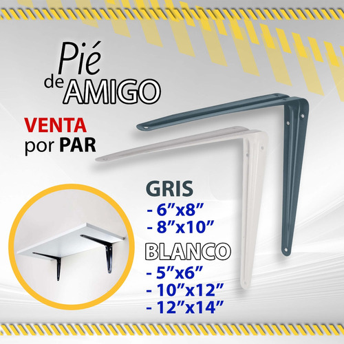 Pie De Amigo Blanco O Gris El Par / Variedad De Medidas