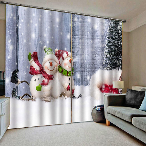 Cortinas Opacas De Impresas Digital Tema Navidad Para Sala