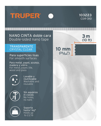 Paquete De Cintas Doble Cara Reutilizable Transparente,6 Pzs
