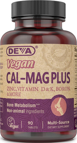 Deva Nutrition Vegan Cal-mag Plus Calcio Magnesio 90tabs Sabor Sin Sabor
