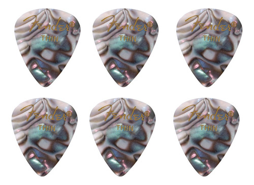 Kit 06 Palhetas Fender Thin Celuloide Premium 351 Abalone
