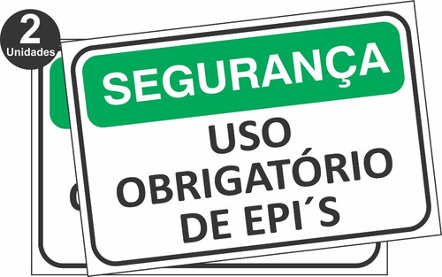 2 Placas Epi Uso Obrigatório Segurança Sinalização 30x20 