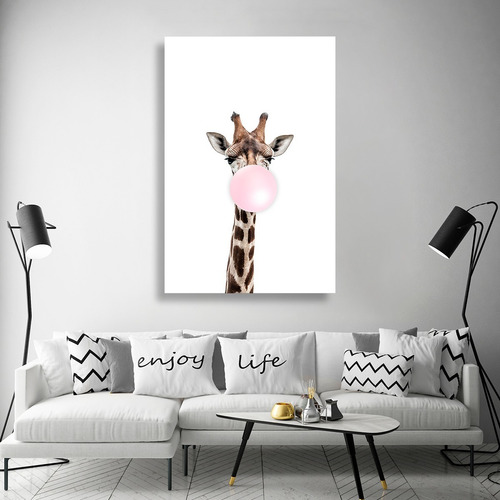 Imagen 4 de 9 de Cuadro Decorativo Canvas Artisticas Jirafa Con Chicle