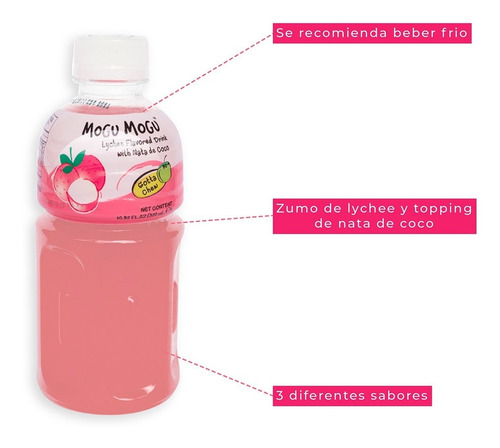 Imagen 4 de 6 de Caja Con 24pzs De Mogu Mogu De Lychee Con Nata De Coco 320ml