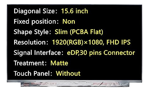 Pantalla Nueva B156han02.1 Fhd Ips 1920x1080, 30 Pines, Mate