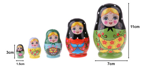 5 Peças Bonecas Russas De Madeira Conjunto Matryoshka