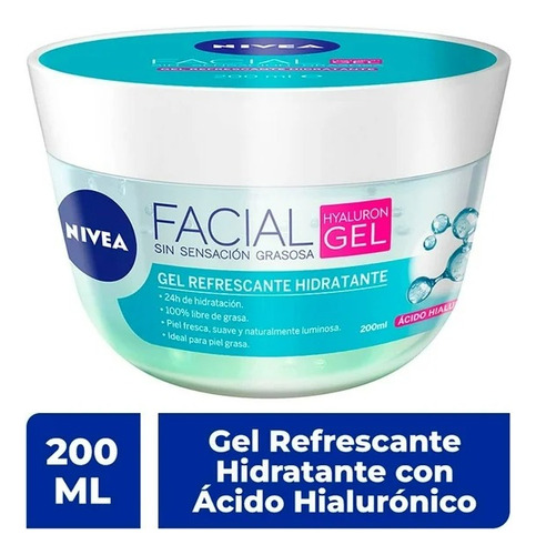 Gel Facial Nivea Cuidado Facial Con Ácido Hialurónico 200ml Mixta Día/noche