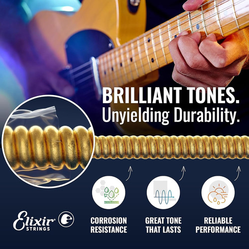 Cordas De Guitarra Elétrica Elixir® Strings 16540 Com Nanowe