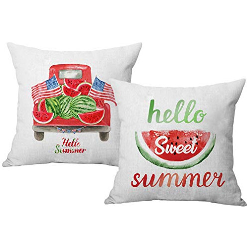 Fundas Decorativas Hello Summer Watermelon Truck Summer...