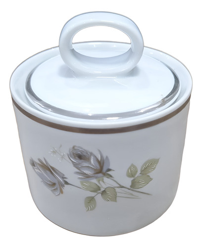 Açucareiro Antigo Porcelana Schmidt Borda Flores Prata Usado (Usado)