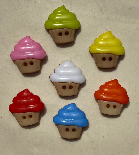 Set De Botones Acrílico Cupcakes Muffin 20 Unids
