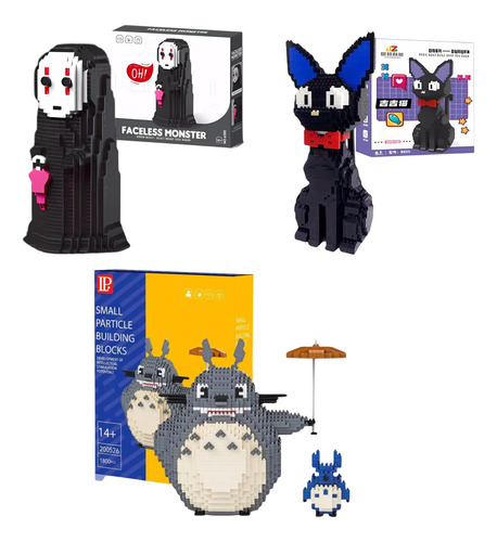 Set 3 Pack Studio Ghibli Bloque Armable Totoro Gigi Sin Cara
