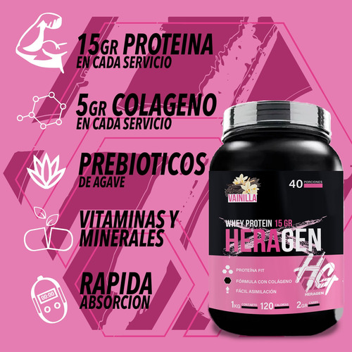 Proteína + Colágeno Heragen 1kg 40 Servicios Sabores Vainilla