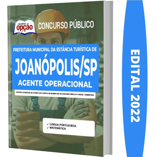 Apostila Concurso Joanópolis Sp - Agente Operacional, De Professores Especializados.