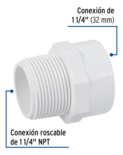 Conector Macho 1-1/4' Hidráulico Foset 45545 | Pvc-614