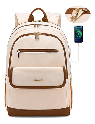 Lovevook Mochila Para Laptop, Beige Y Cafe, Mochilas De Viaj