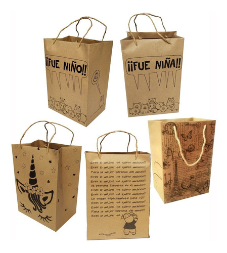 30 Bolsas Papel Kraft 27x18x13 Cms Regalos Eventos Mod 1750