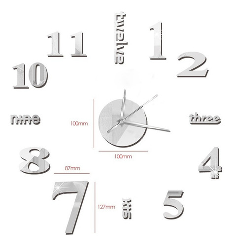 . Reloj De Pared Diy Reloj De Pared Con Espejo Sin Marco