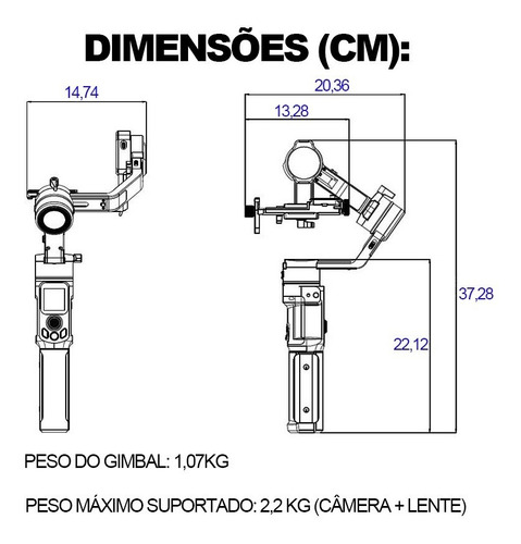 Imagem 9 de 10 de Estabilizador Feiyutech Ak2000c Gimbal 2,2kg Canon Dslr Sony