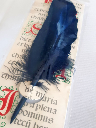Pluma De Ganso Para Escritura Caligrafica - Hecha En Francia Azul Negro