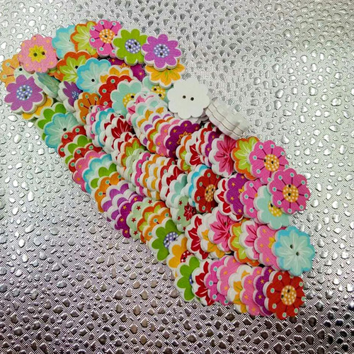 3 X 100x Flor Furos Botões De Madeira Para De 20mm