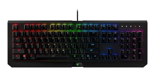 Imagen 1 de 2 de Teclado gamer Razer BlackWidow X Chroma QWERTY Green inglés US color negro con luz RGB