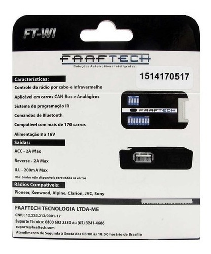 Interface Volante Faaftech Ftwi Universal Ir Cabo Can Bus