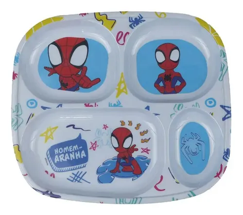 Prato Divisórias Marvel Spidey Spider 4 Compartimentos Tuut