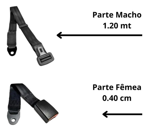 Kit 6 Cintos De Segurança Universal Dois Pontos Abdominal