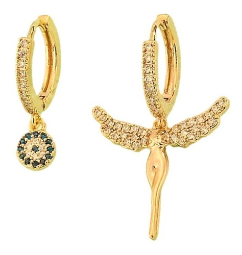 Aretes Arracadas Asimétricos Alas Angel Circonio Colgante