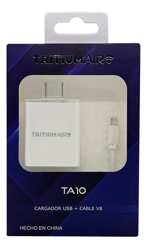 Cargador De Pared Tritium Air Ta10 2 Puertos Usb+cable Micro Color Blanco