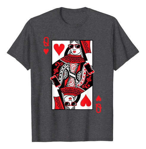 Camiseta Queen Of Hearts Gris Oscuro Para Hombre Talla S