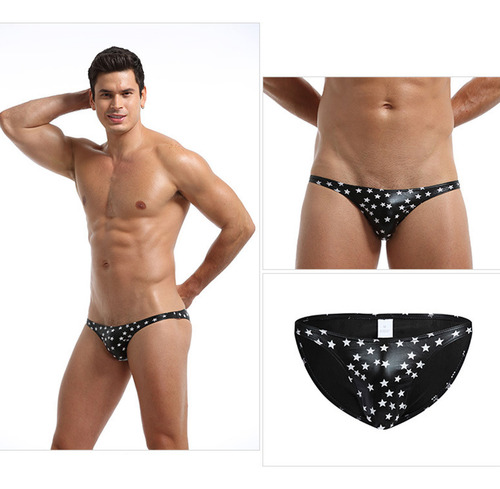 Calzoncillos De Cuero Estampados De Cintura Baja Para Hombre