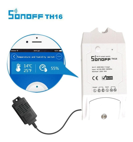 Imagen 3 de 7 de Sonoff Th16 Wifi Mide Temperatura Y Humedad Sensor Si7021
