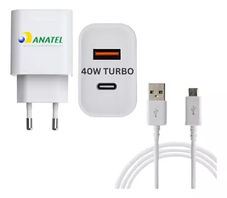 Carregador Turbo 40w Usb Para Motorola E6 E7 G8 G3 G4