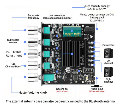 Placa Amplificadora De Potência Bluetooth Com Subwoofer