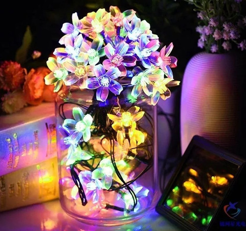 Imagen 4 de 4 de Guirnalda Solar Flor Hada 5 Metros 50 Led Multicolor