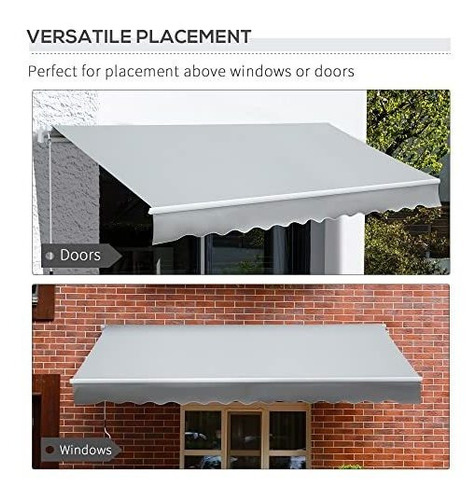 Toldo Retractil Manual Para Exteriores Gris Claro