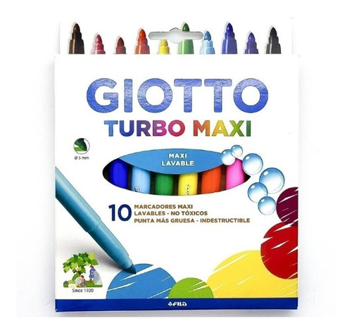 Marcadores Fibras Giotto Turbo Maxi Color X10 Colores