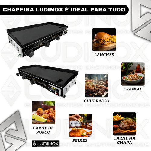 Chapa Lanche Com Prensa Hamburguer A Gás Profissional 5mm