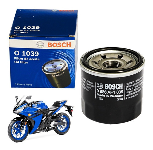 Filtro Aceite Bosch Para Motos Yamaha Kawasaki Suzuki Honda