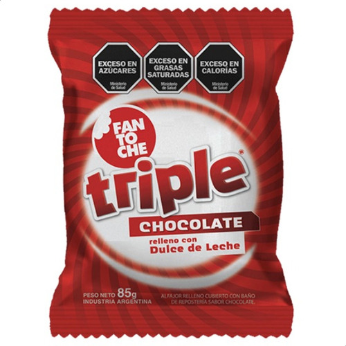 Alfajor Fantoche Triple Chocolate Dulce De Leche Caja X12 Un