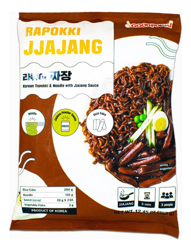 Ramen Coreano Rapokki Jjajang Ramen + Topokki 353g 3 Porcion