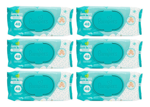 Pampers Kit X6 Toallitas Húmedas Sin Perfume Suaves Bebes 