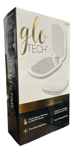 Glotech Espejo Compacto Con Luz Led Color Negro 