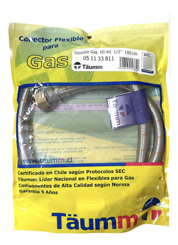 Flexible Gas 1/2 Hi X 1/2 Hi 100 Cms Taumm Certificado