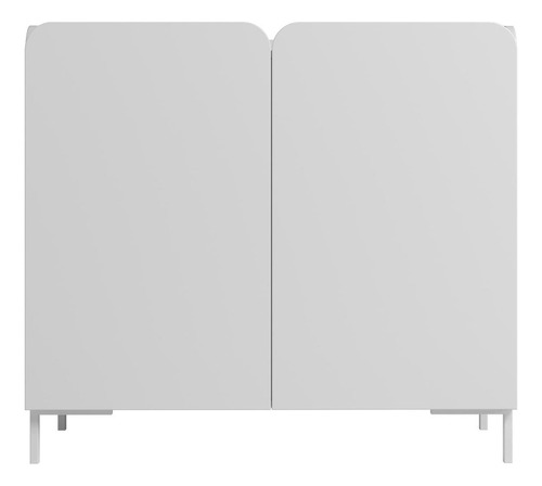 Comoda Organizador De Madera De 4 Estantes Y 2 Puertas Color Blanco