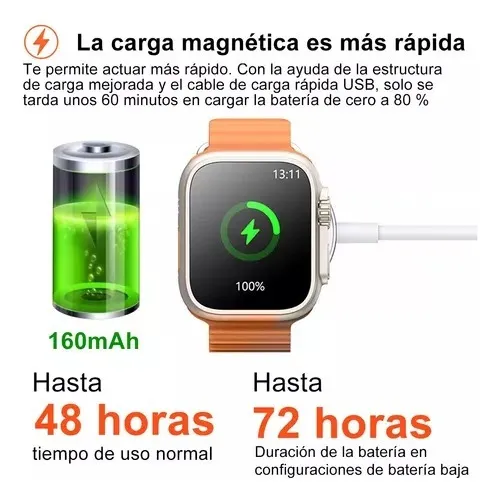 Reloj Inteligente T800 Ultra Smartwatch Carga Inal mbrica
